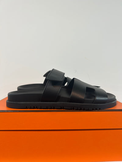 HERMES Chypre Calf leather sandals size 38.5 *Store Fresh*