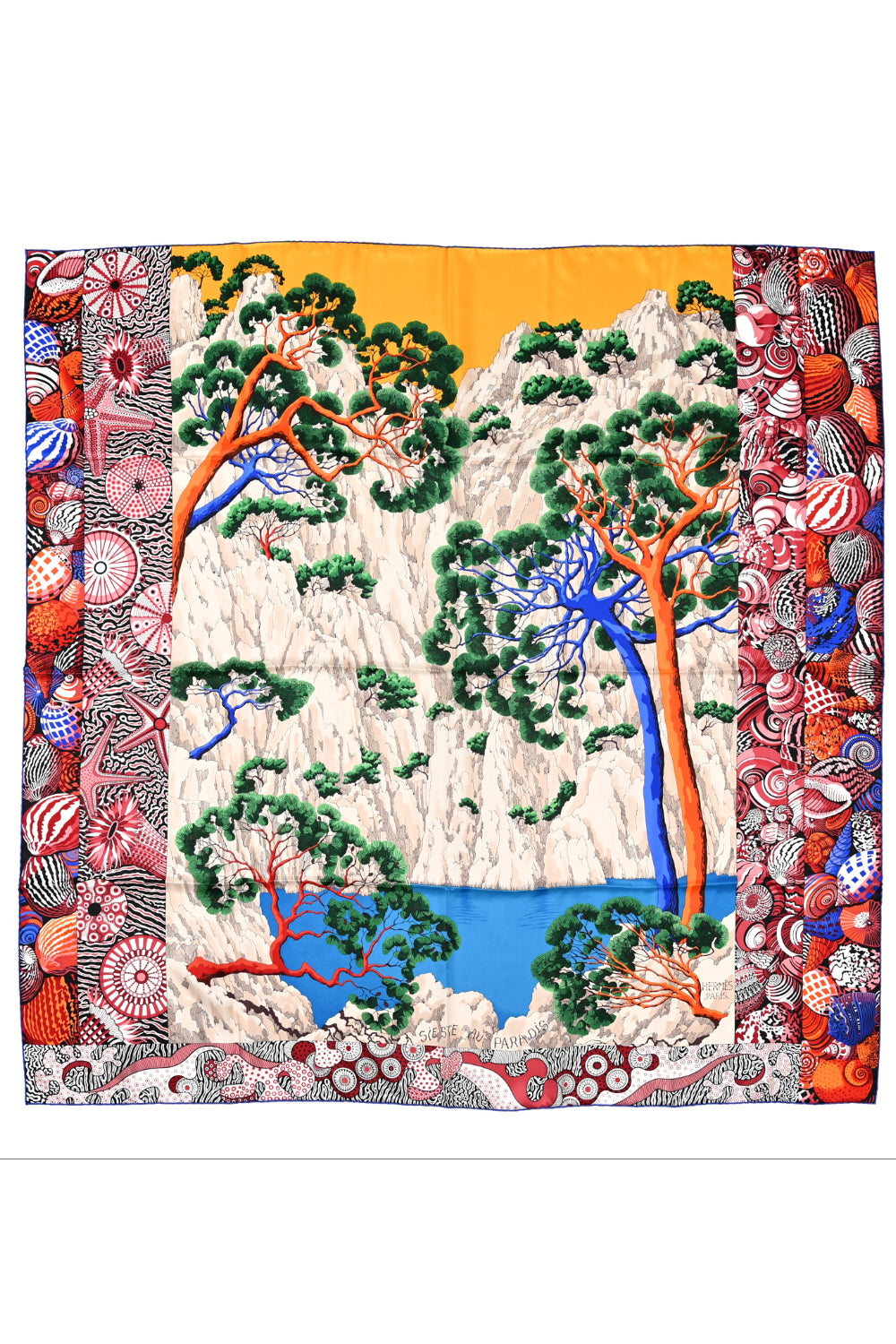 HERMES "Sieste au paradis" silk large shawl