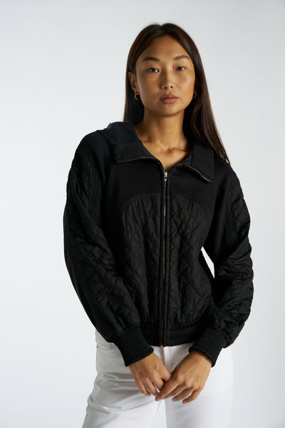 CHANEL black zipper hoodie jacket size 34