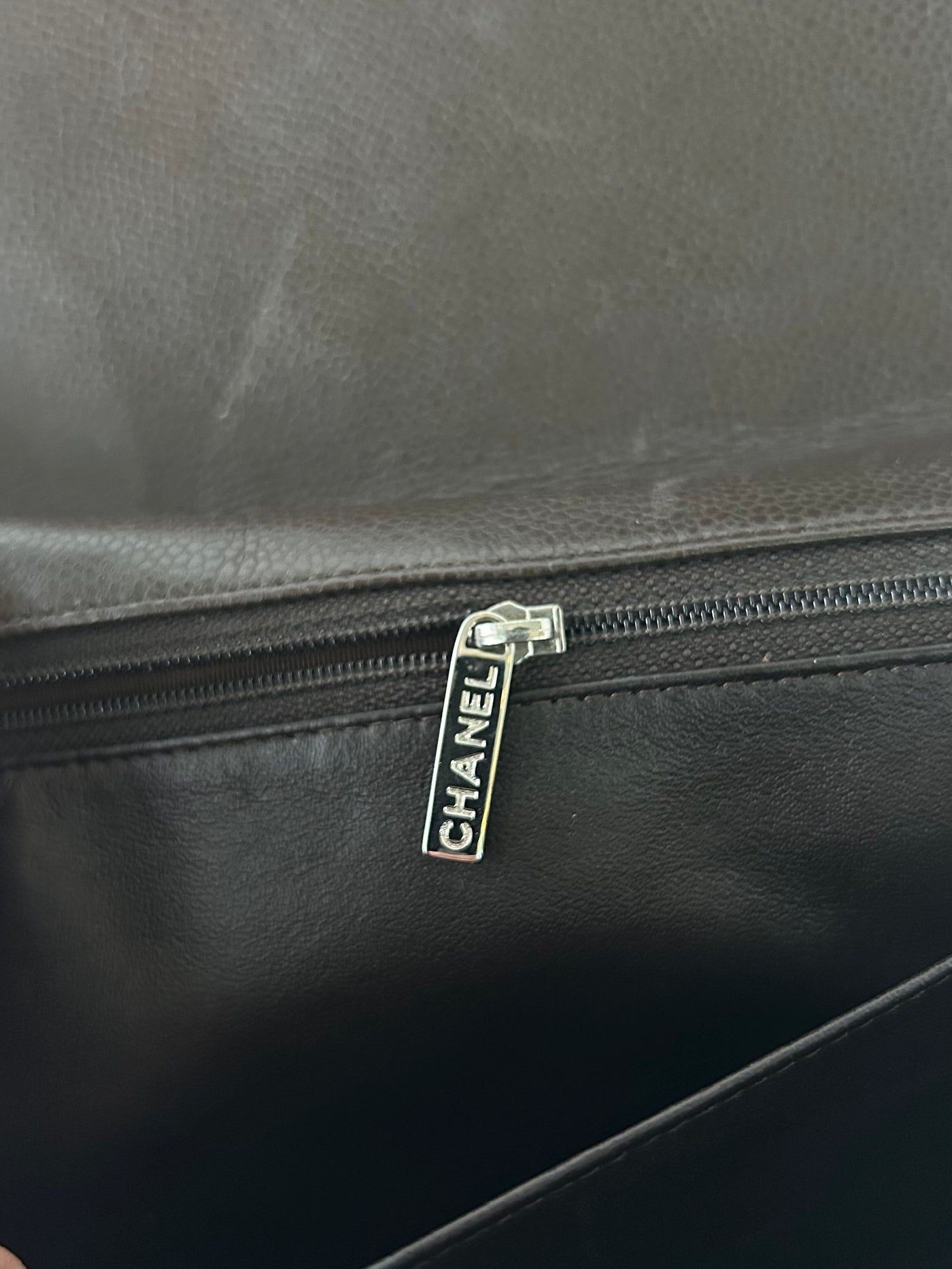 CHANEL Maxi espresso brown caviar leather with silver hardware current RRP €11700