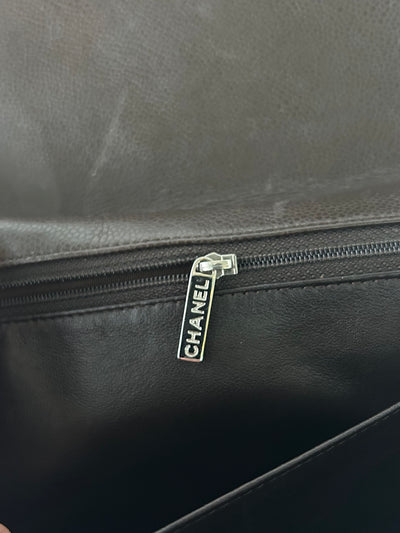 CHANEL Maxi espresso brown caviar leather with silver hardware current RRP €11700