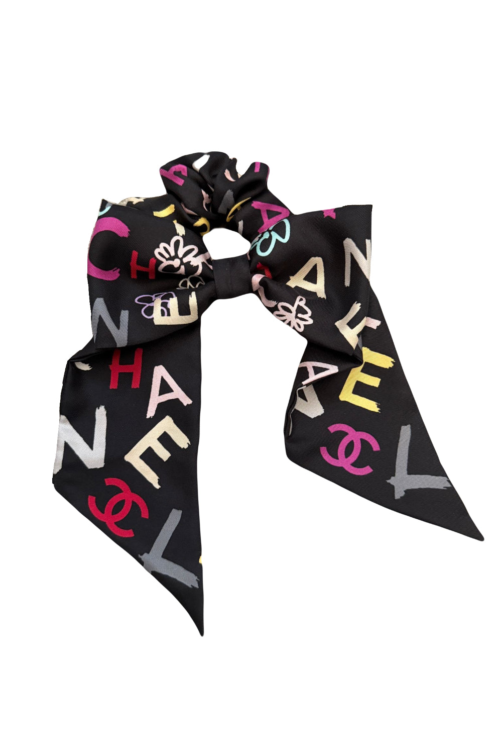 CHANEL Silk Multi Color Hair Bow Tie - NEVER USED with box and receipt