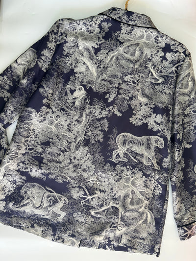 CHRISTIAN DIOR Silk Toile De Jouy blouse size 36fr oversized
