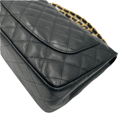 CHANEL Classic Jumbo Caviar single flap handbag with gold hardware