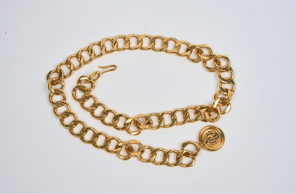 CHANEL medallion chain coin coco mademoiselle vintage 1980's