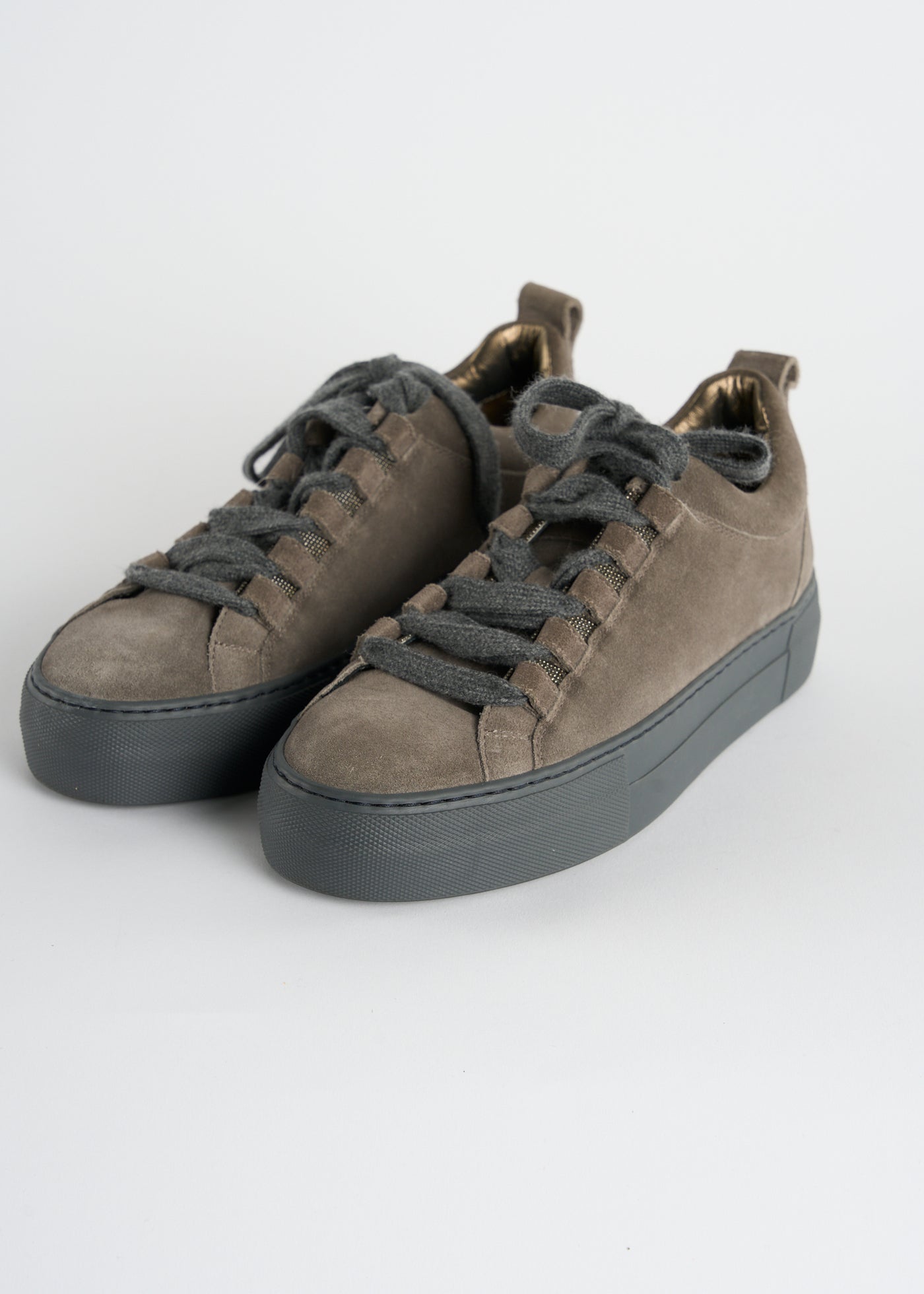 BRUNELLO CUCCINELLI grey suede trainers