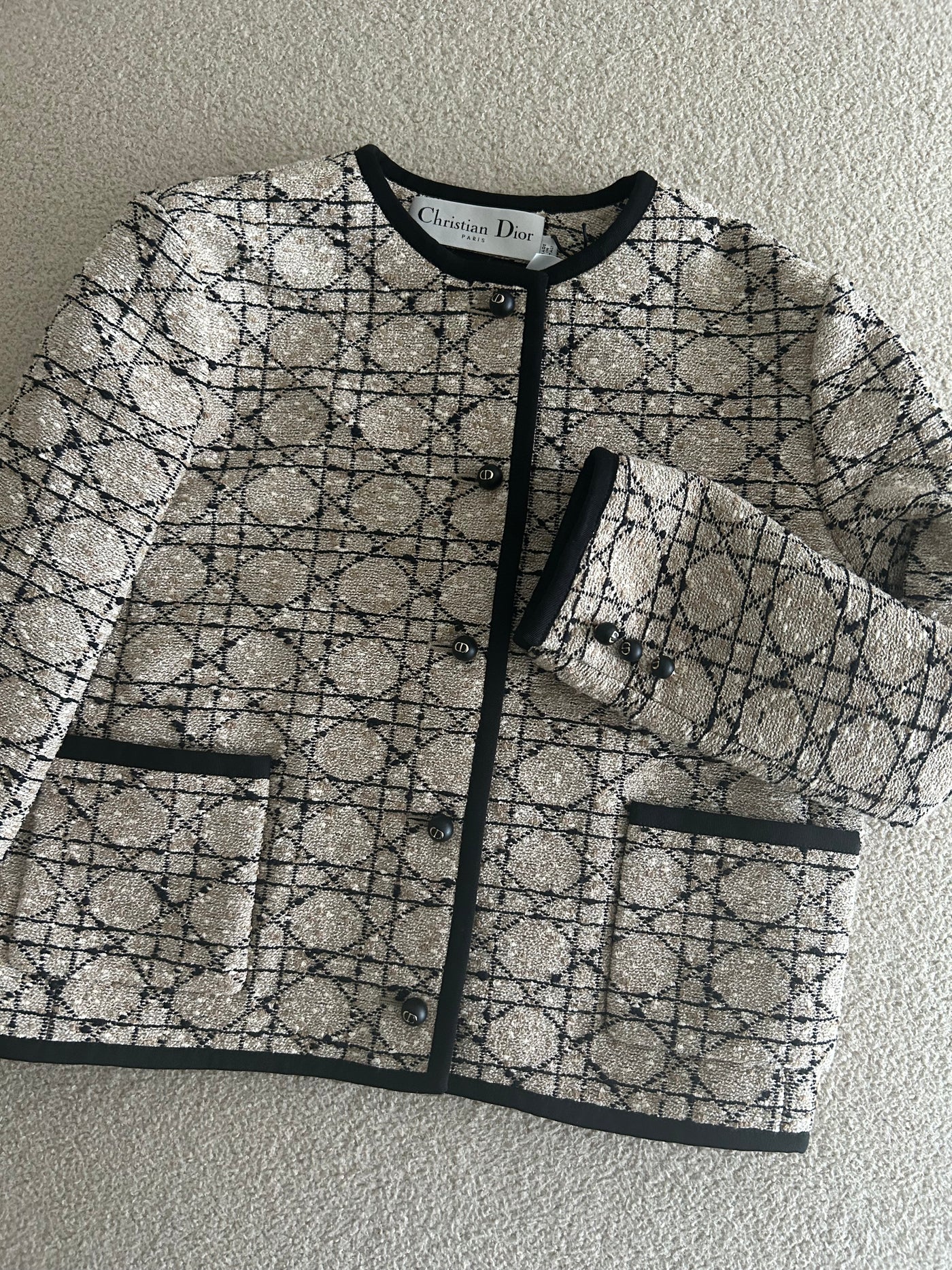 CHRISTIAN DIOR New Collection Macro Cannage Beige Cropped Jacket size 36 Current RRP 3900 euros