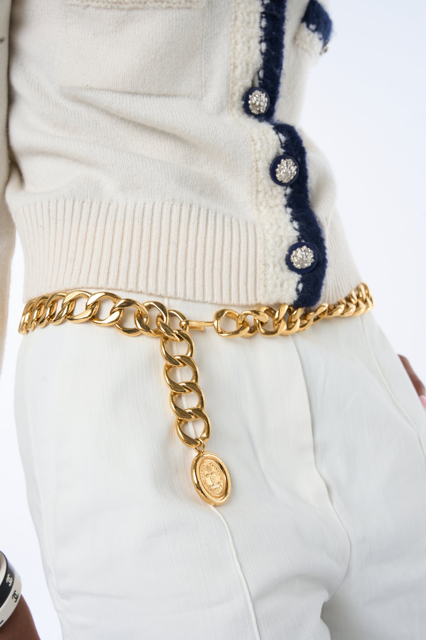 CHANEL medallion chain coin coco mademoiselle vintage 1980's