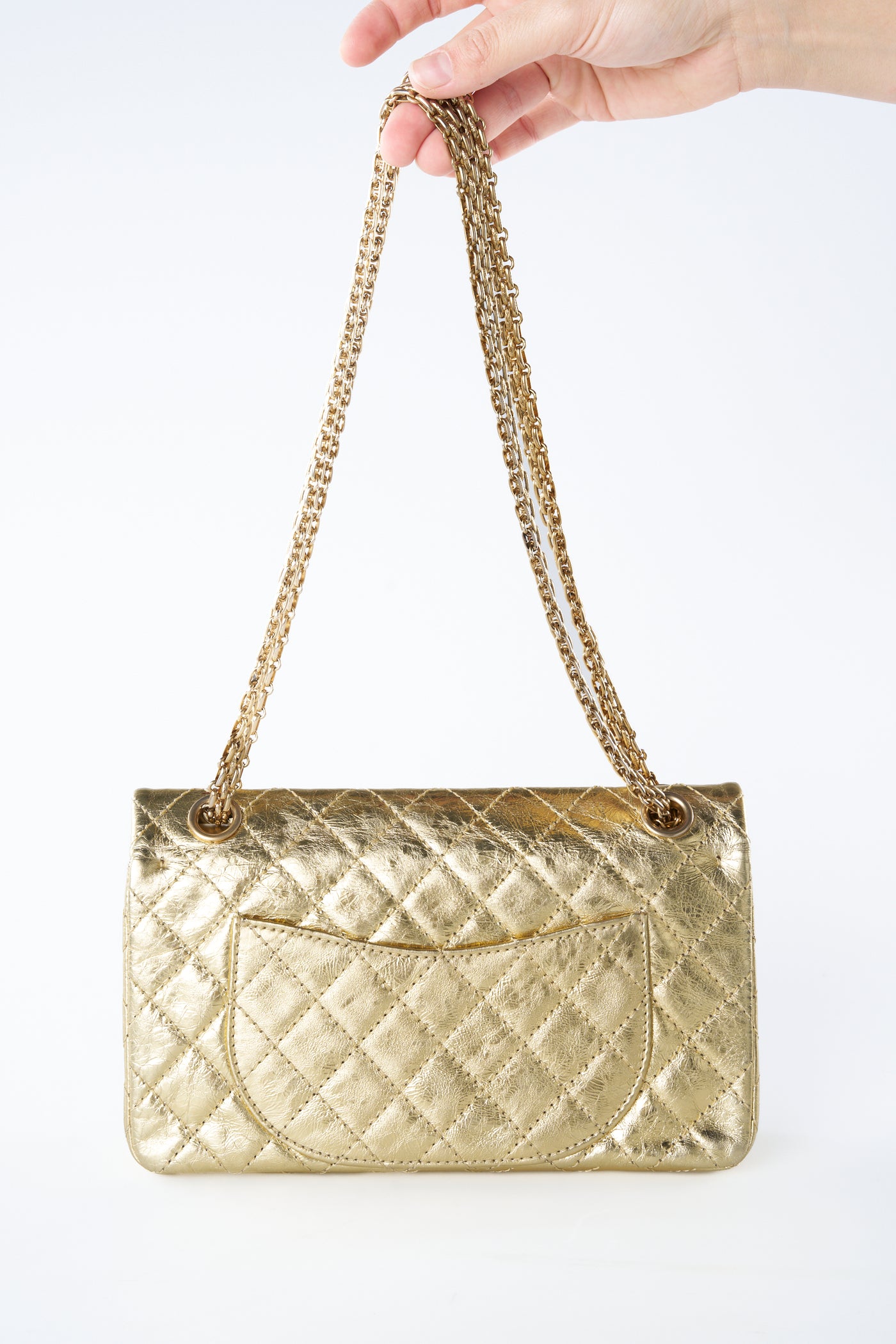 CHANEL gold small reissue handbag full set