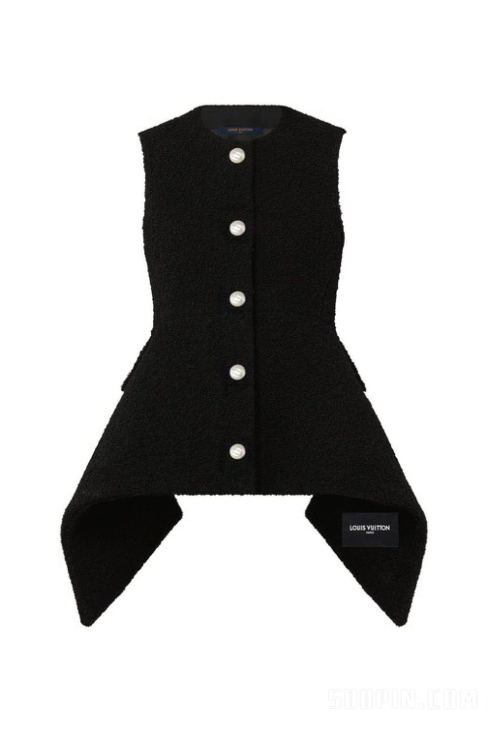 LOUIS VUITTON FW22 Boucle vest with sweeping panel and faux pearls buttons size 38