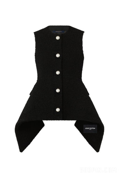 LOUIS VUITTON FW22 Boucle vest with sweeping panel and faux pearls buttons size 38