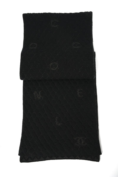 CHANEL 2018 Fall winter quilted letters cashmere scarf