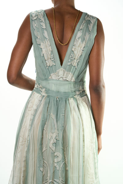 ALBERTA FERRETTI sage green empire occasion dress