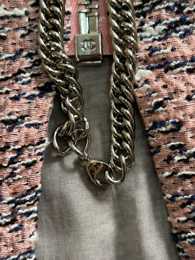 CHANEL Pink Silver Zip Chain Two Pieces Suit 2011 size 42