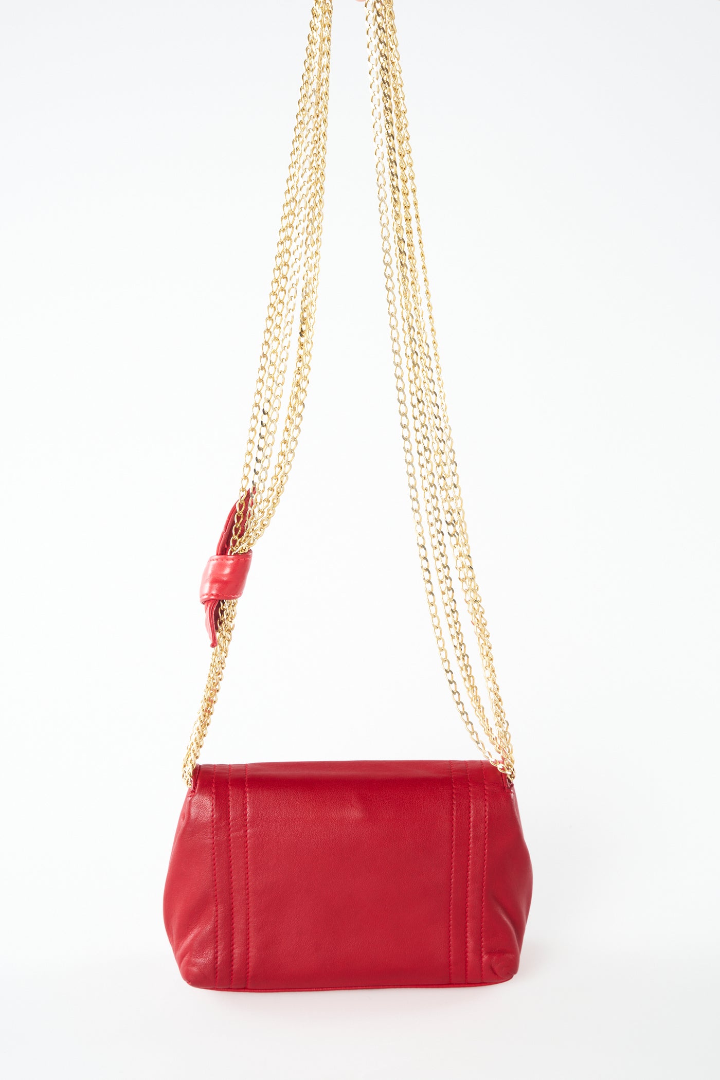 CHANEL red leather mini flap shoulder bag vintage 1986-1988