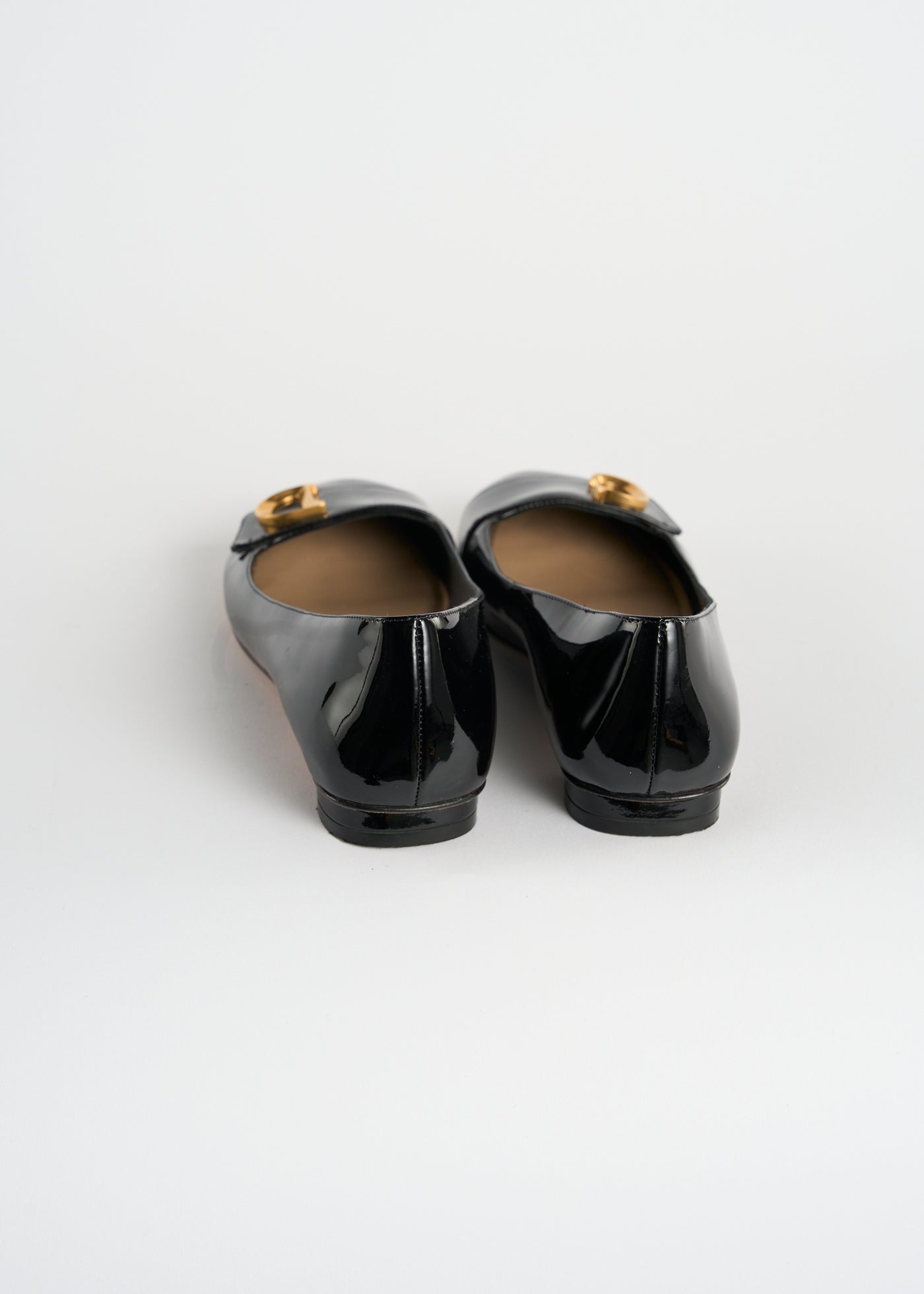 CHRISTIAN DIOR "CD" patent ballet flats