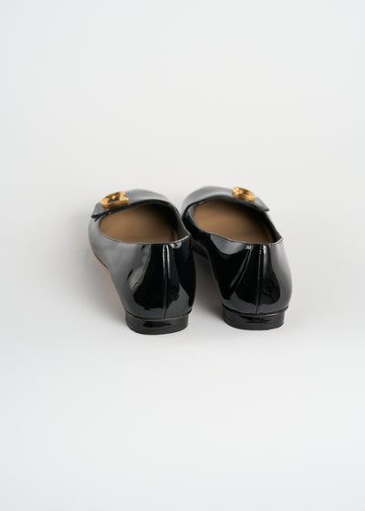 CHRISTIAN DIOR "CD" patent ballet flats