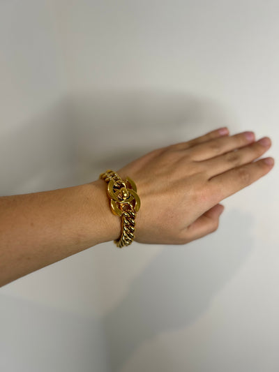 CHANEL gold turnlock bracelet vintage