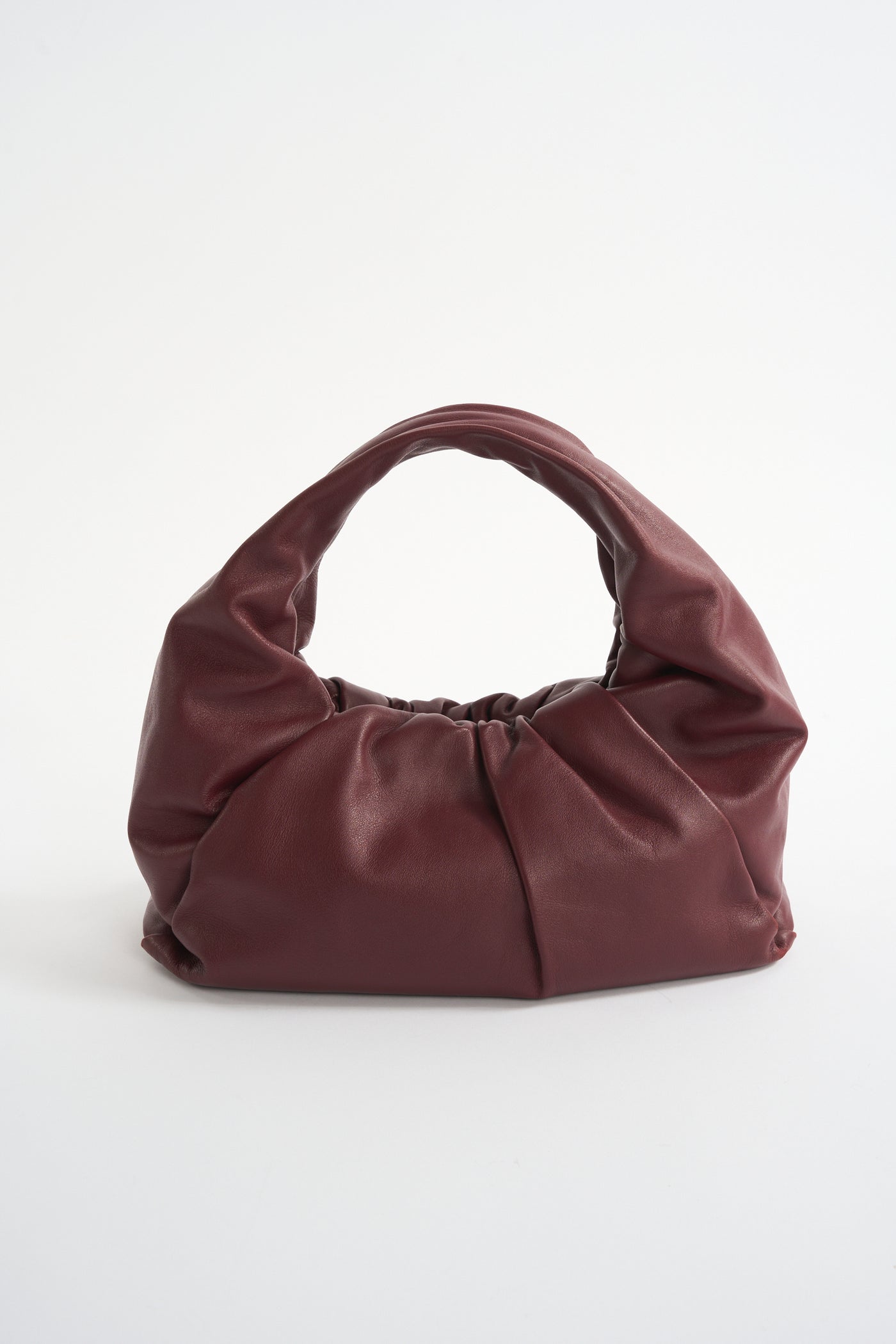 BOTTEGA VENETA burgundy pouch shoulder handbag