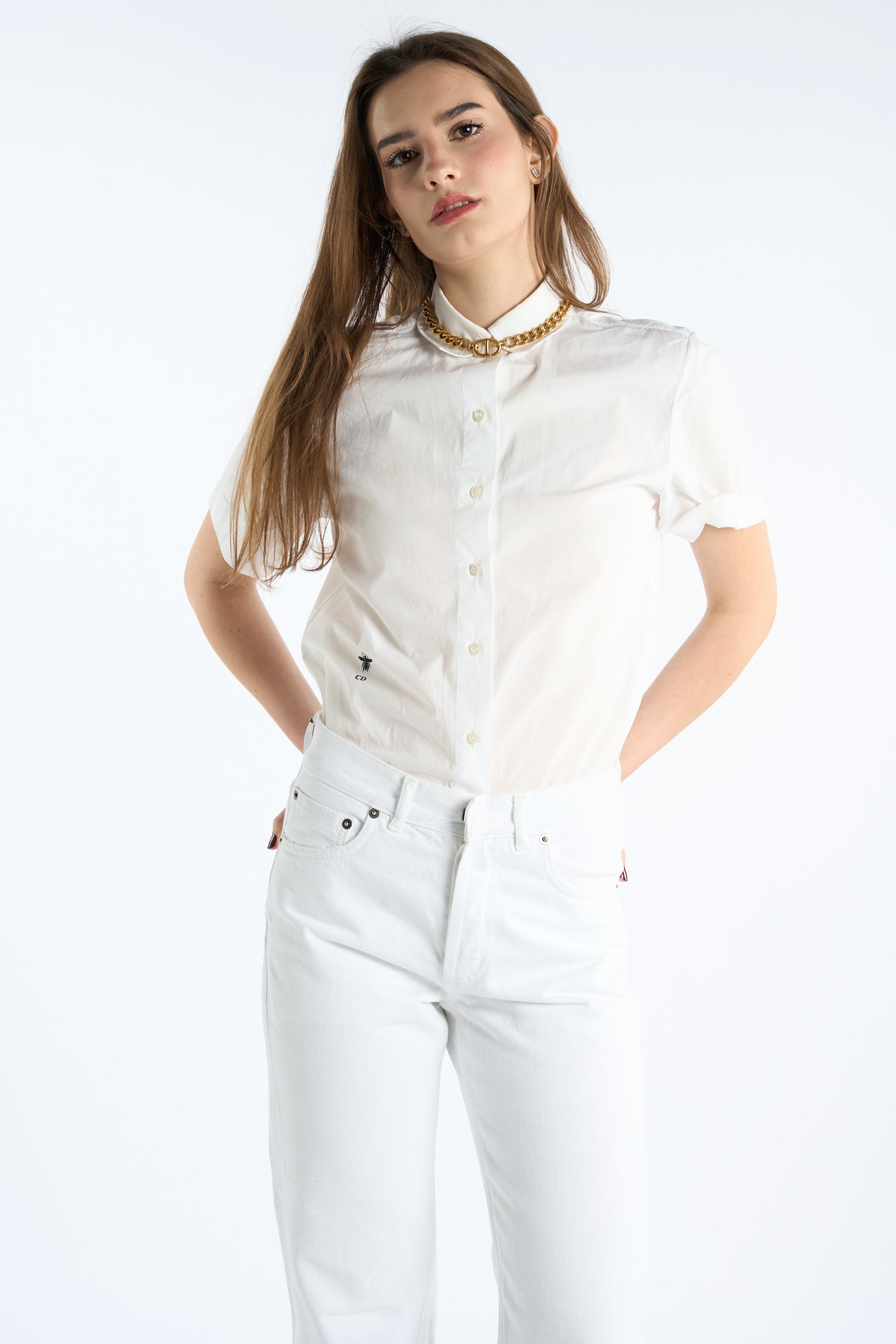 CHRISTIAN DIOR white boyfriend jeans "j'adior" size xxs