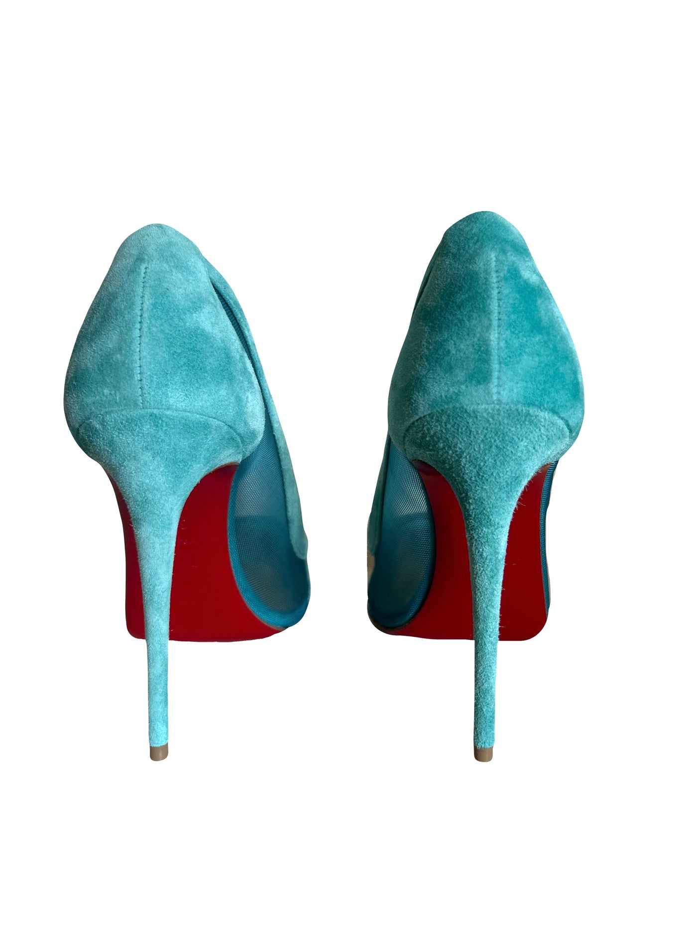 Christian LOUBOUTIN Galativi turquoise suede heels size 38.5