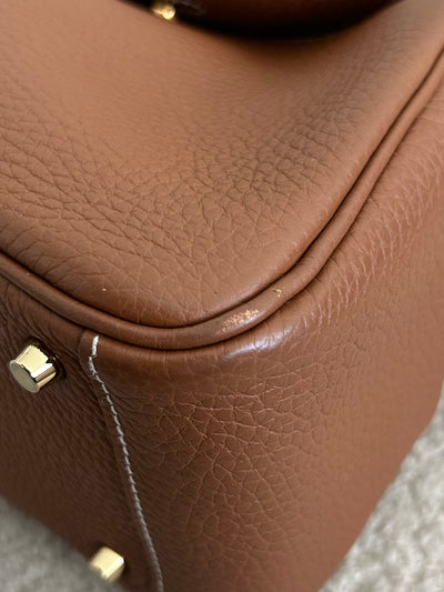 HERMES Lindy Mini || Gold Clemence Leather with Gold Hardware
