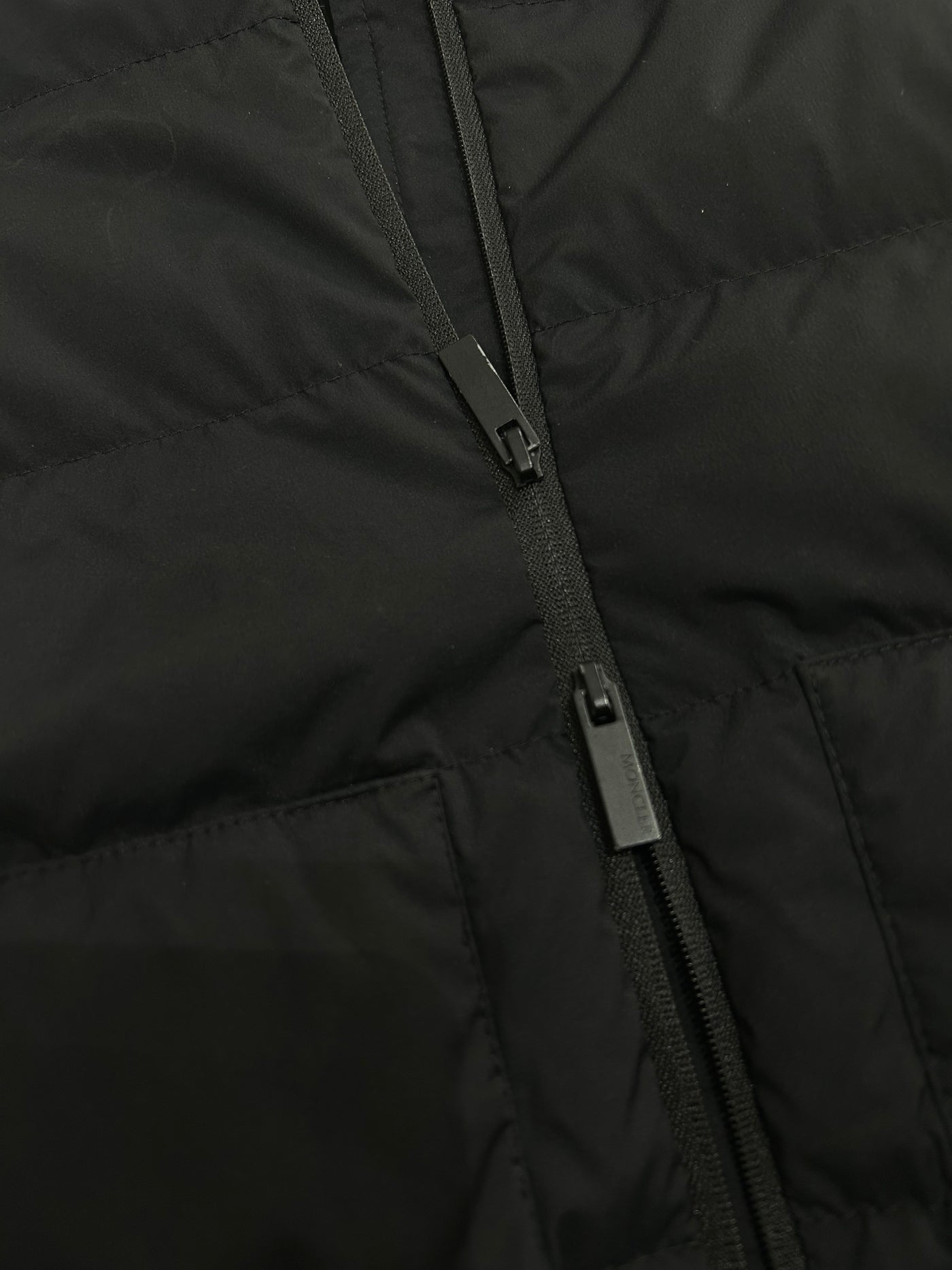 MONCLER Anwar Black Matte Pull Jacket with White Logo Print Hood