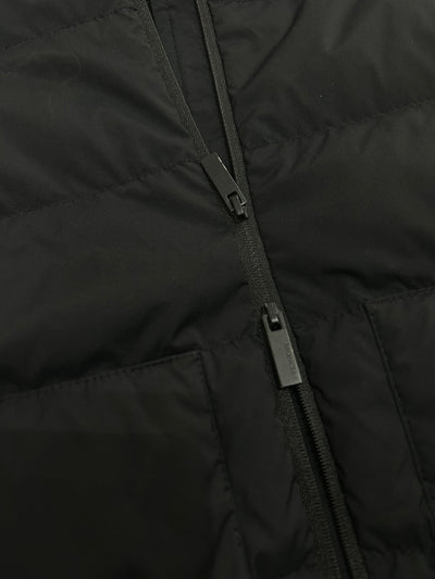 MONCLER Anwar Black Matte Pull Jacket with White Logo Print Hood