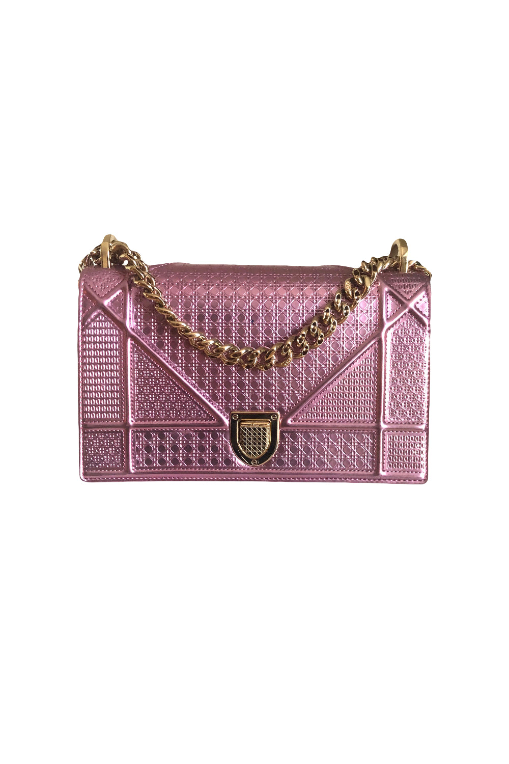 DIOR Diorama Small Micro Cannage pink metallic handbag RRP: $3100