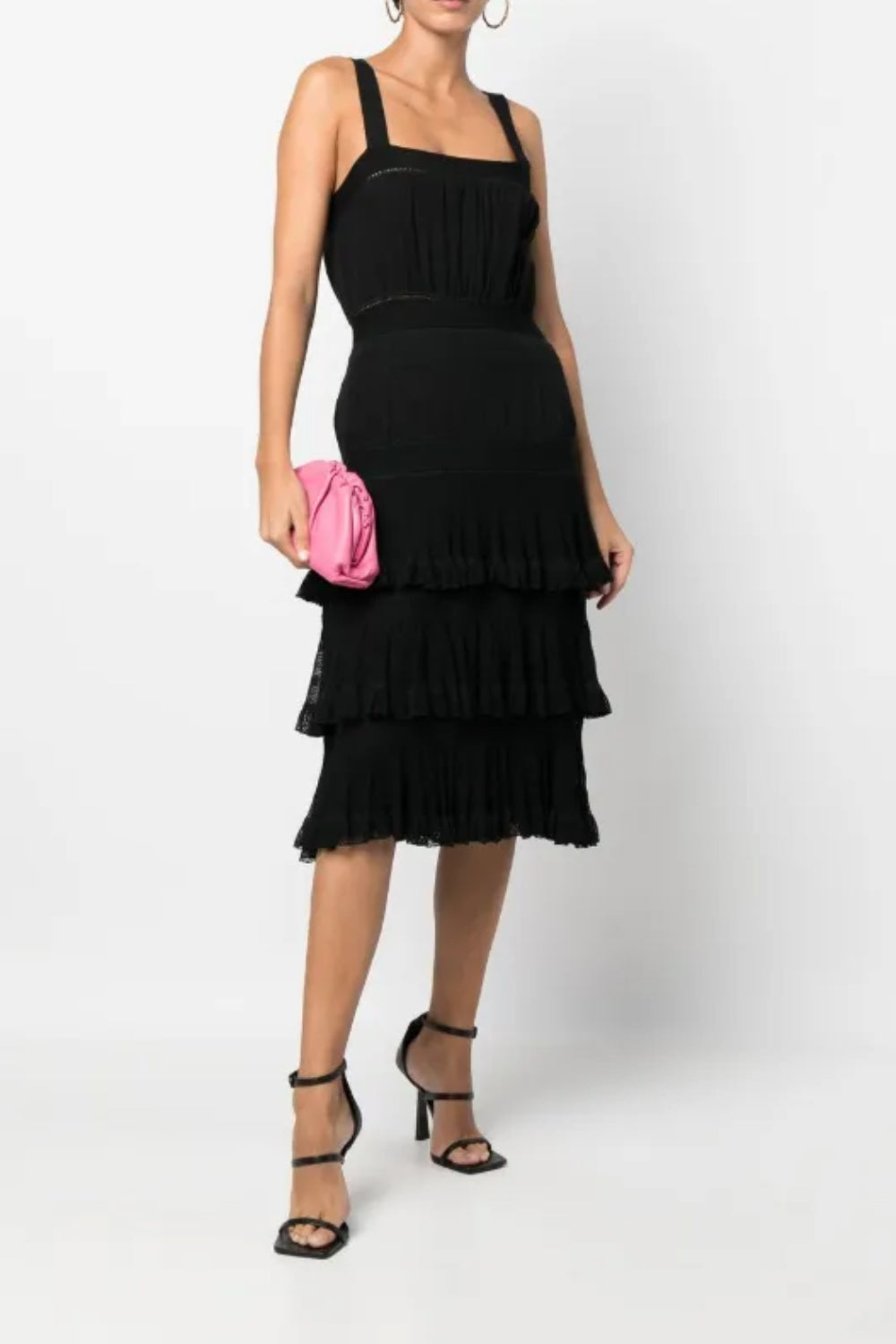 CHANEL Black Layered Ruffles Dress Vintage Spring 2005 size 38