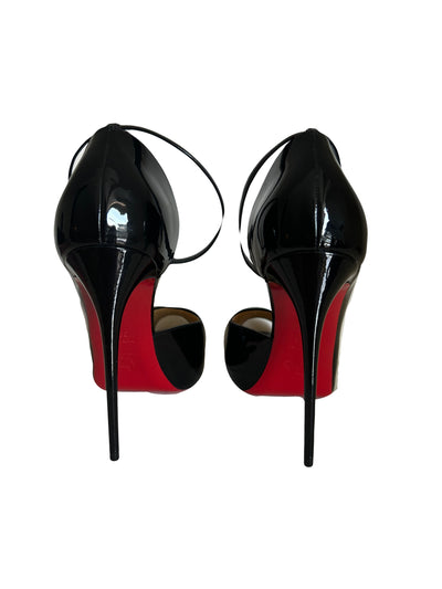 Christian LOUBOUTIN black peep tote heels size 38.5 never worn