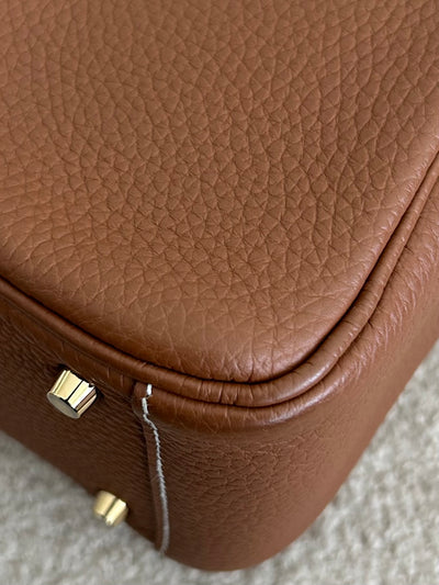 HERMES Lindy Mini || Gold Clemence Leather with Gold Hardware