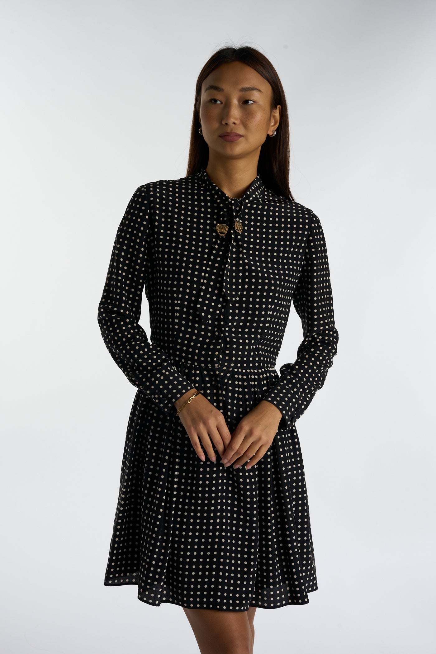 SAINT LAURENT Polka Dot silk dress size 42