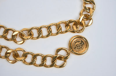 CHANEL medallion chain coin coco mademoiselle vintage 1980's