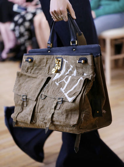 VALENTINO VLTN Military Khaki Canvas Maxi Top Handle