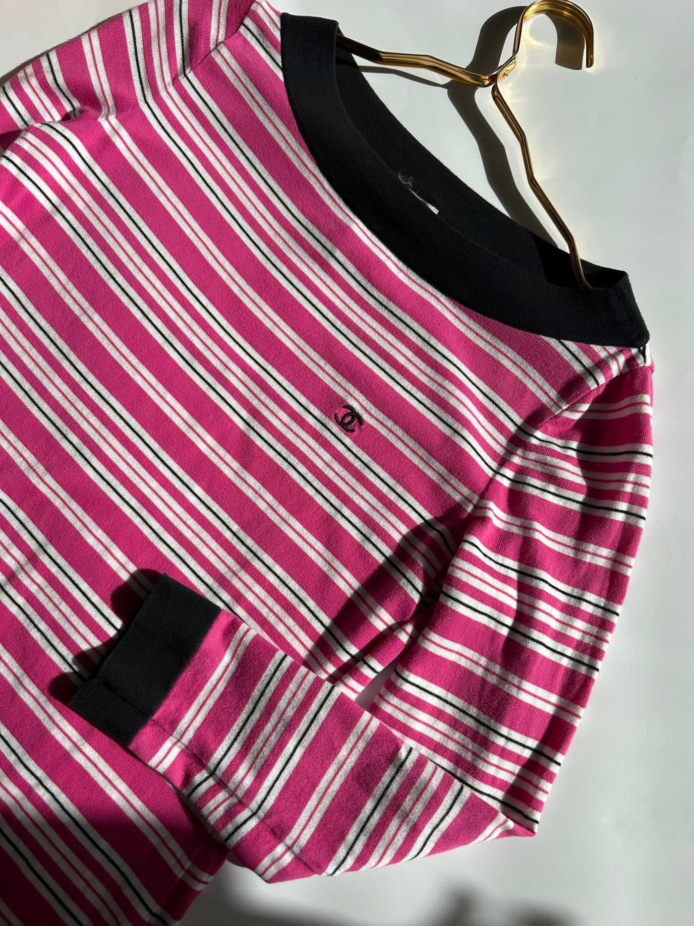 CHANEL Pink Striped 2007 Spring Summer runway Dress size 40