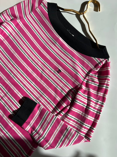 CHANEL Pink Striped 2007 Spring Summer runway Dress size 40