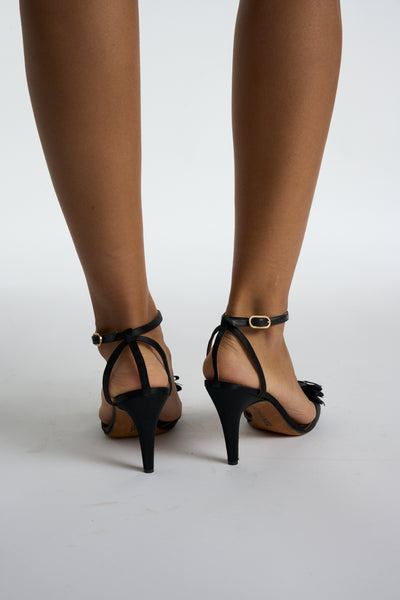 CHANEL bow satin heels sandals size 38