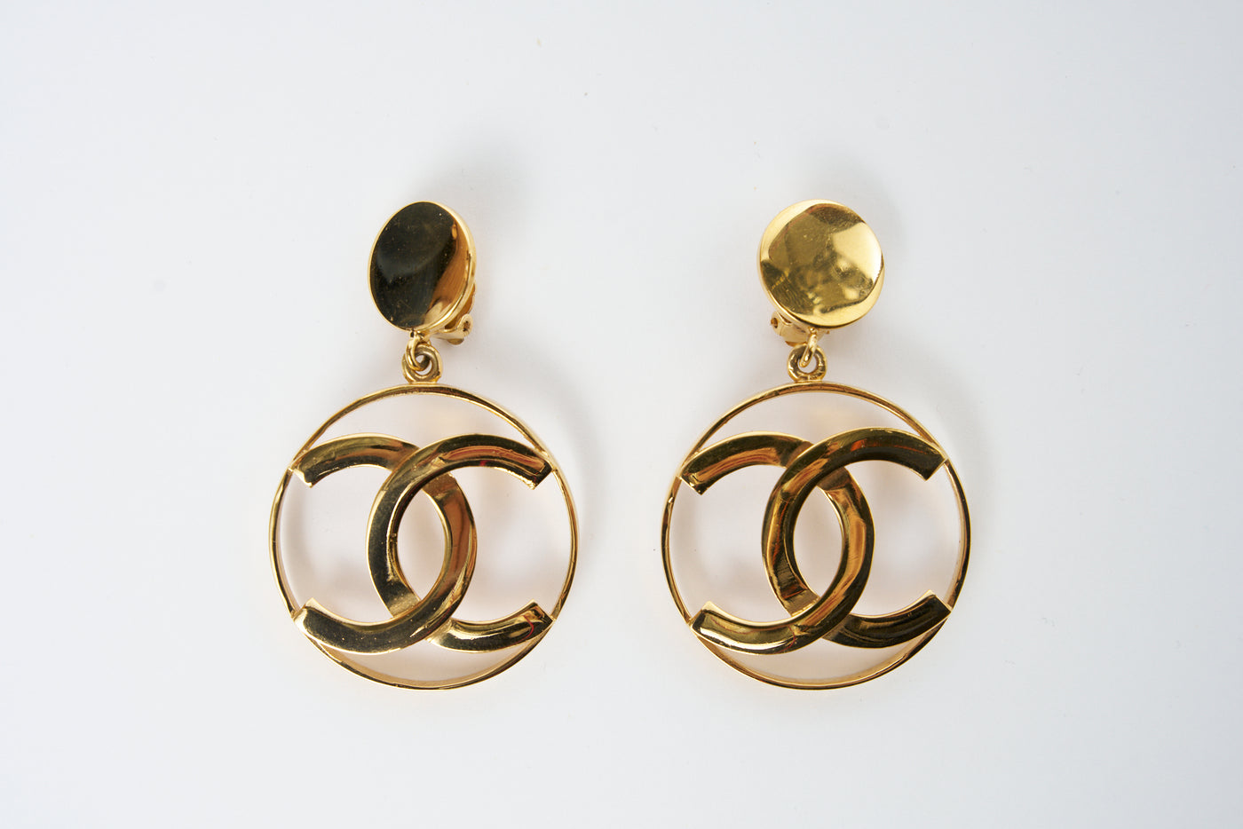 CHANEL rare and collectible "Liz Taylor" 1980's CC hoops earrings with box