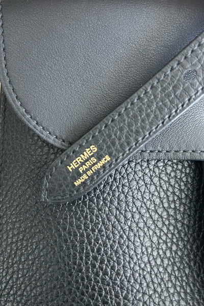 HERMES Alzan 31 Noir Clemence Leather with Gold Hardware
