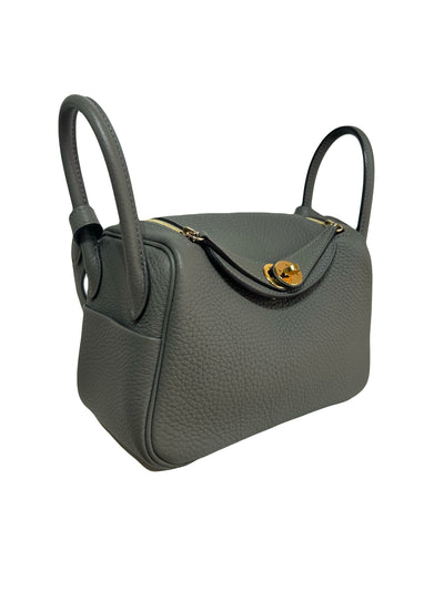 HERMES Lindy Mini || Gris Meyer Clemence leather with Gold Hardware