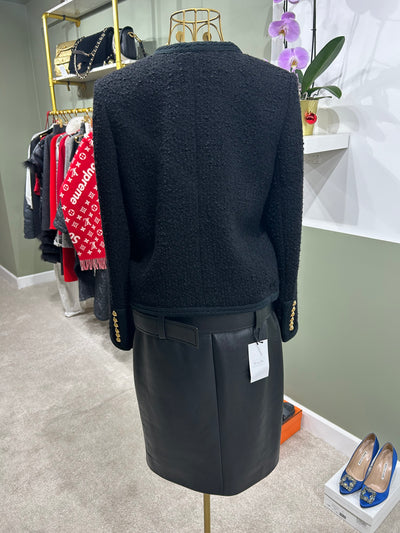 CELINE black chasseur jacket boucle with signature buttons size 40