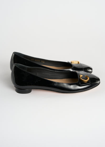 CHRISTIAN DIOR "CD" patent ballet flats