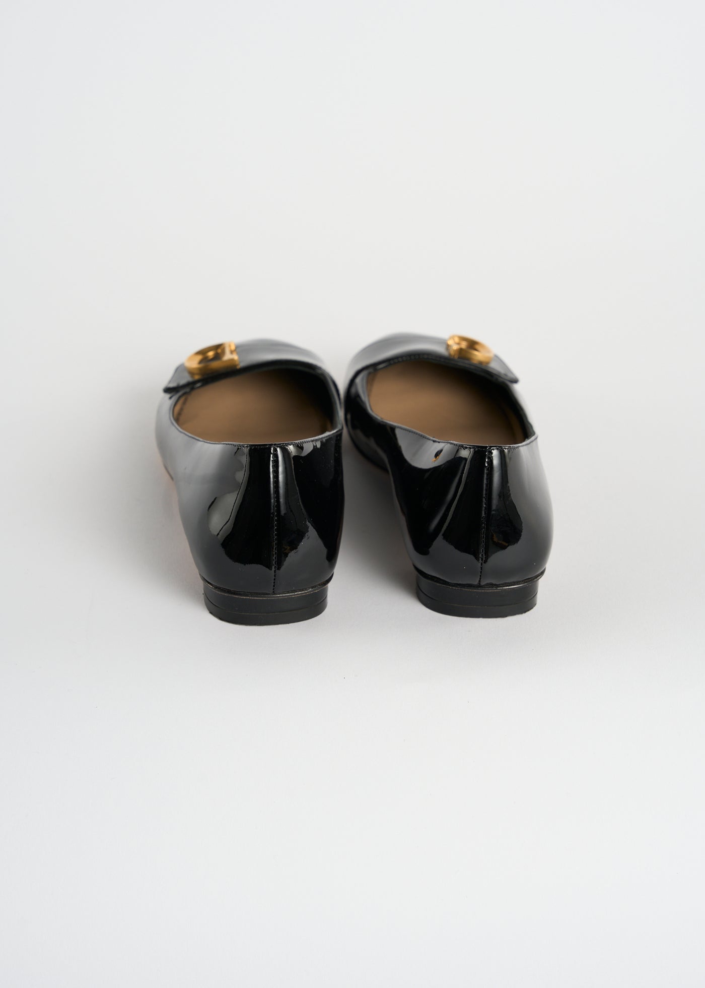 CHRISTIAN DIOR "CD" patent ballet flats