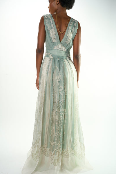 ALBERTA FERRETTI sage green empire occasion dress