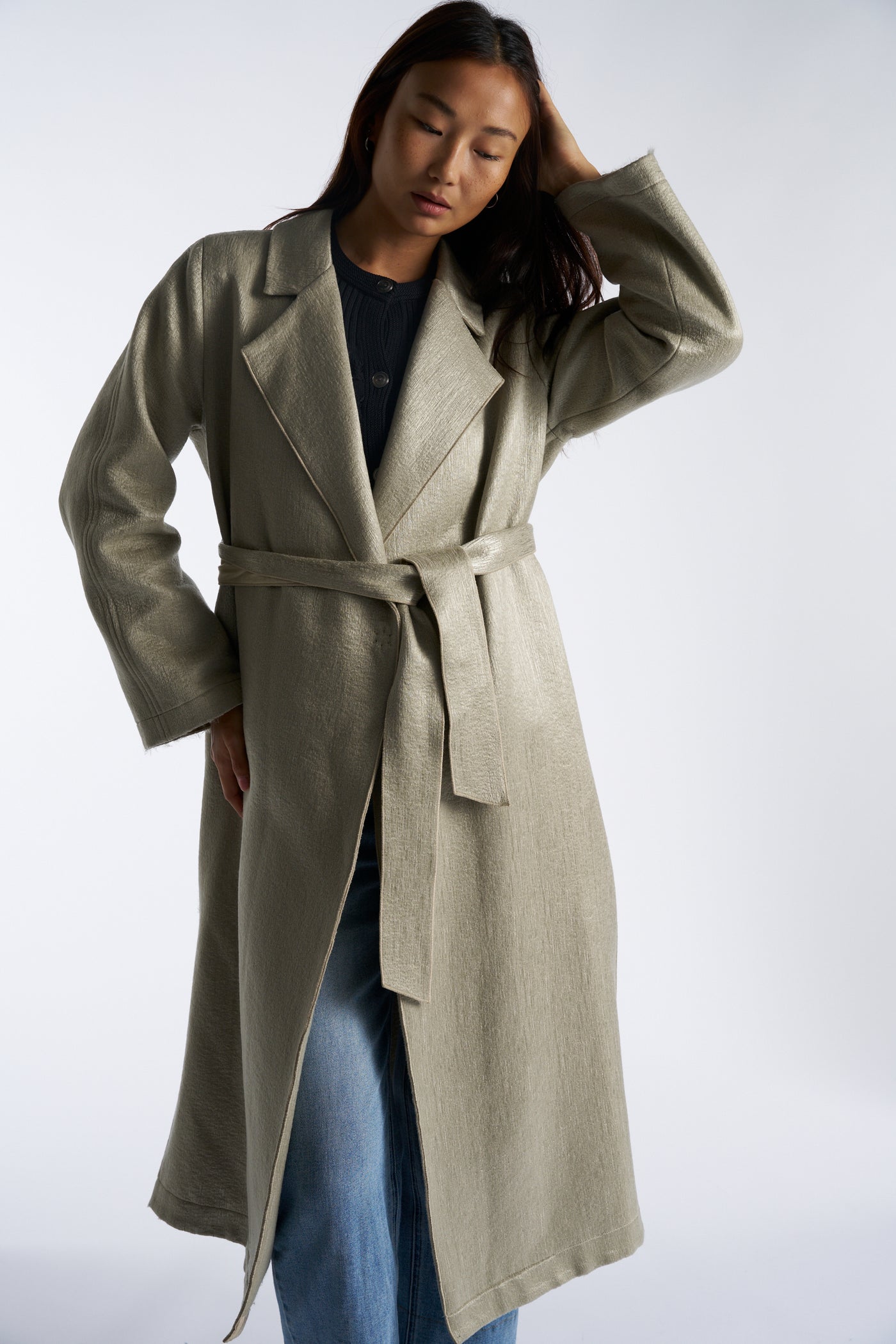 FORTE FORTE Pistachio belted coat