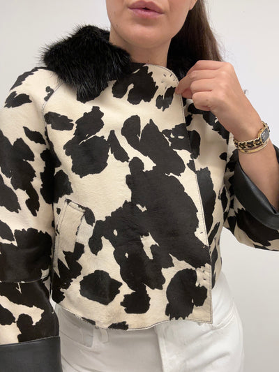 DOLCE GABBANA cow calfskin & lambskin leather jacket size 40