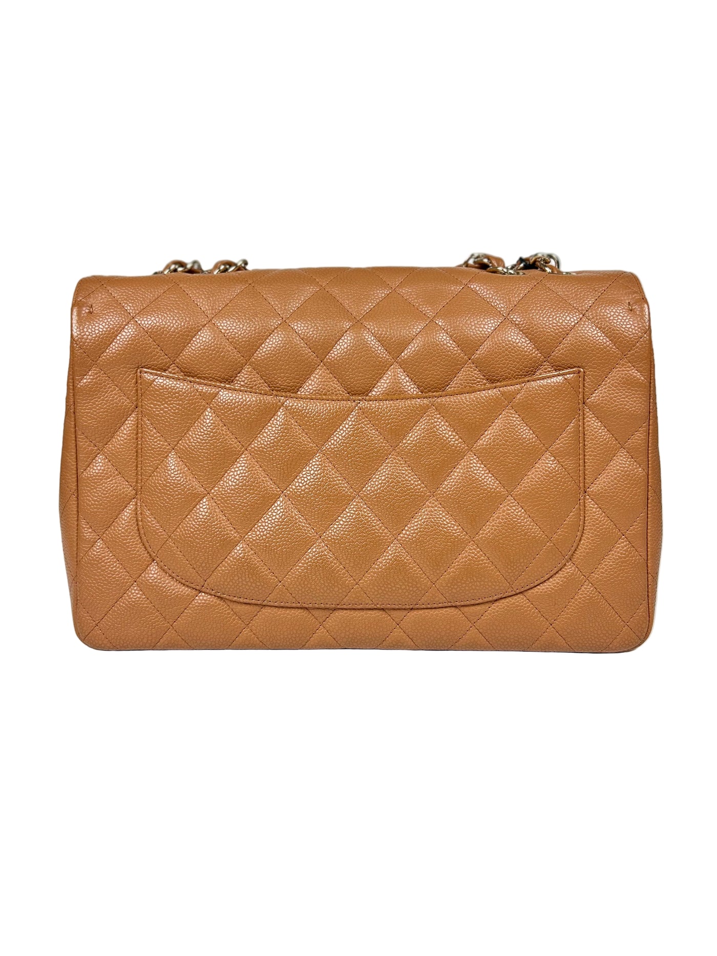 CHANEL Rare Vintage Jumbo Single Flap Caramel Caviar Leather With 24ct Gold Plated Hardware Handbag