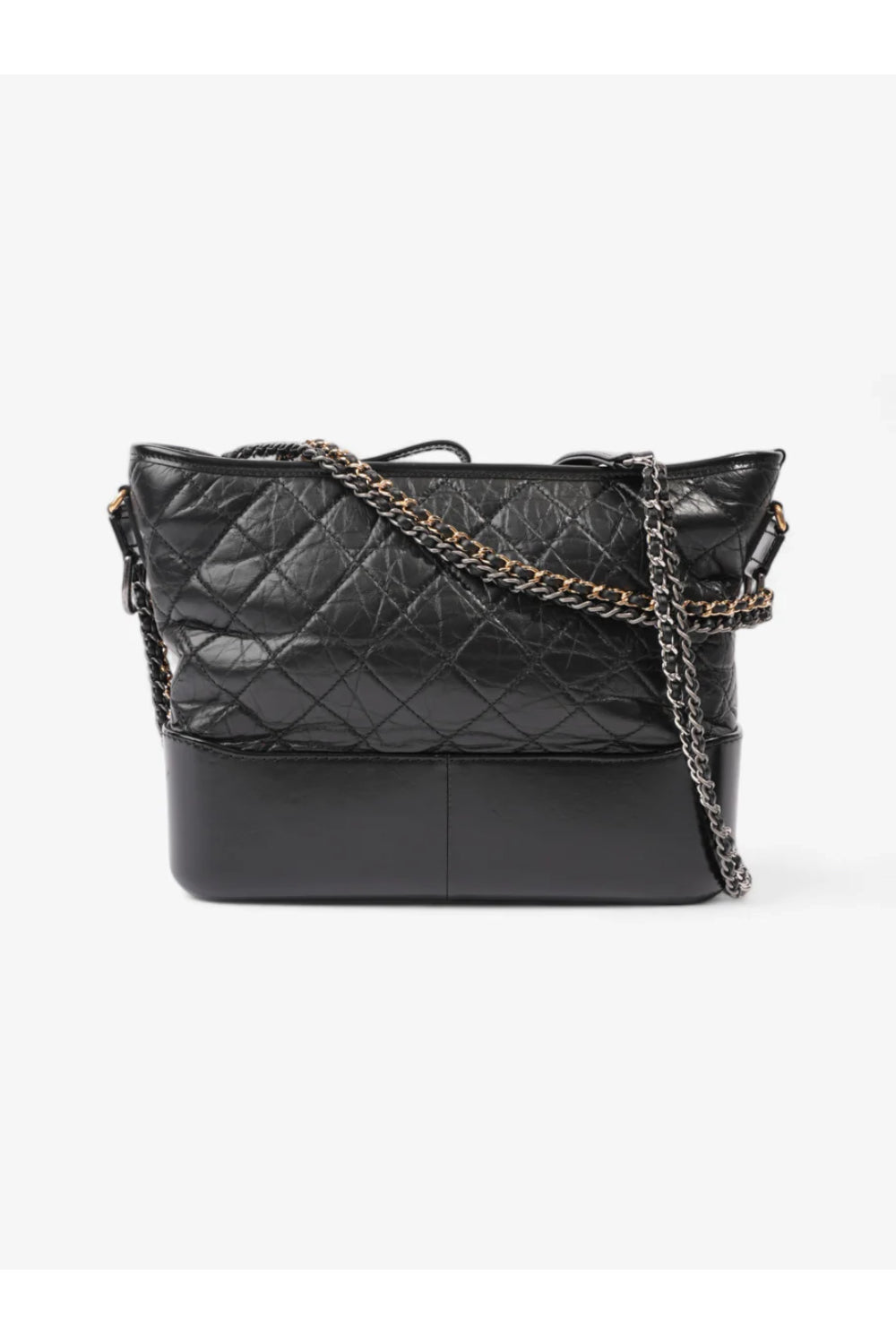 CHANEL Gabrielle black calfskin leather handbag with ruthenium ,silver and gold hardware