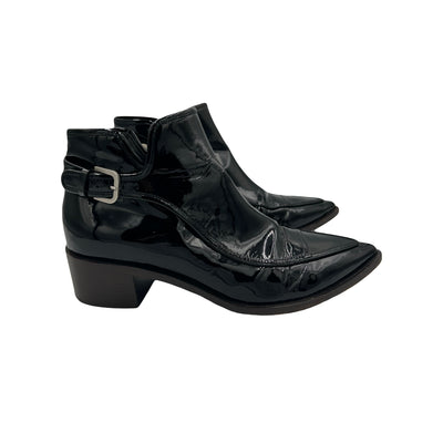 CHANEL patent black ankle boots size 39